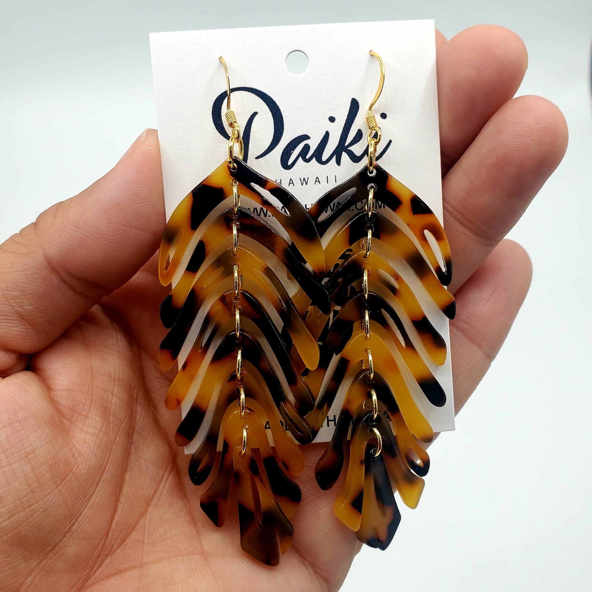 Tortoise Shell Banana Leaf Earrings